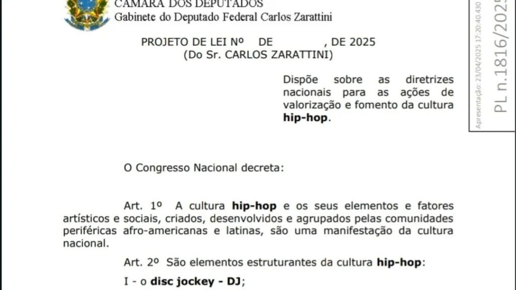 Projeto de Lei para Valorização do Hip-Hop é Apresentado na Câmara Federal