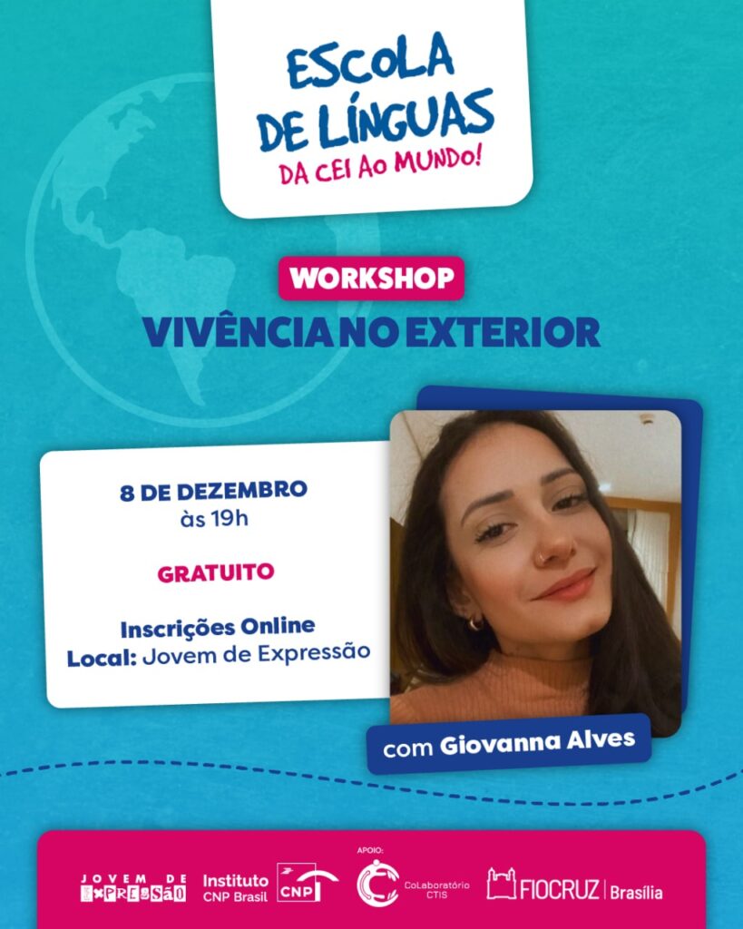Jovem de Expressão promove workshop gratuito "Vivência no Exterior" com Giovanna Alves