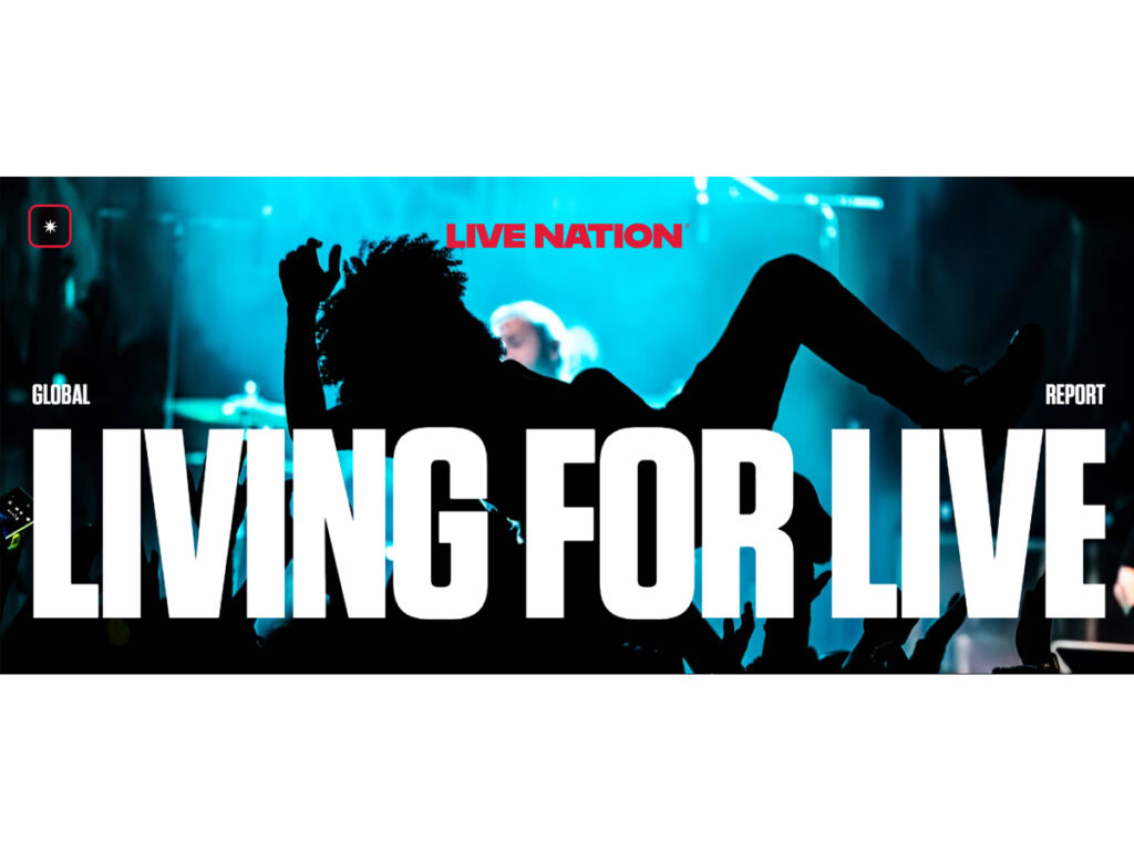 Capa do report Living for Live, da Live Nation