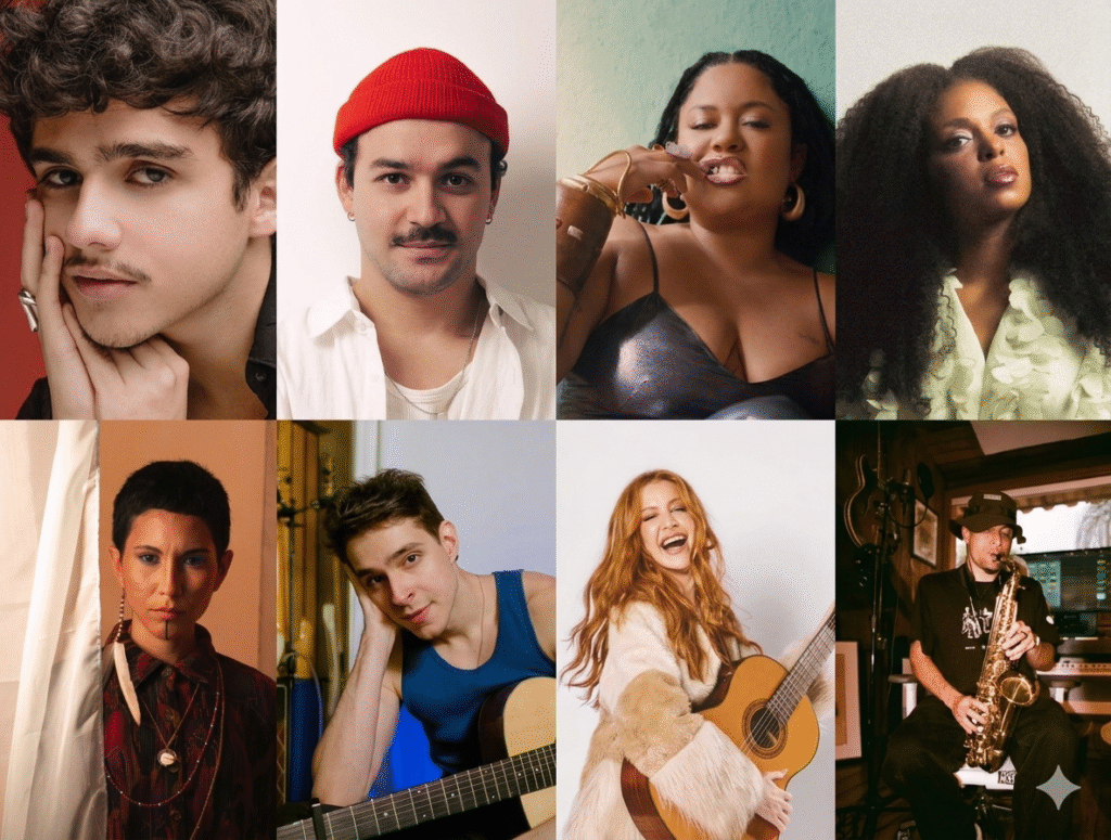 Rio2C Pitching Show Da esquerda para a direita: Caike Souza, Filipe Toca, Iuna Falcão, Thami, Siba Puri, Marco Baptista, Sofia Gayoso e João Pastor.