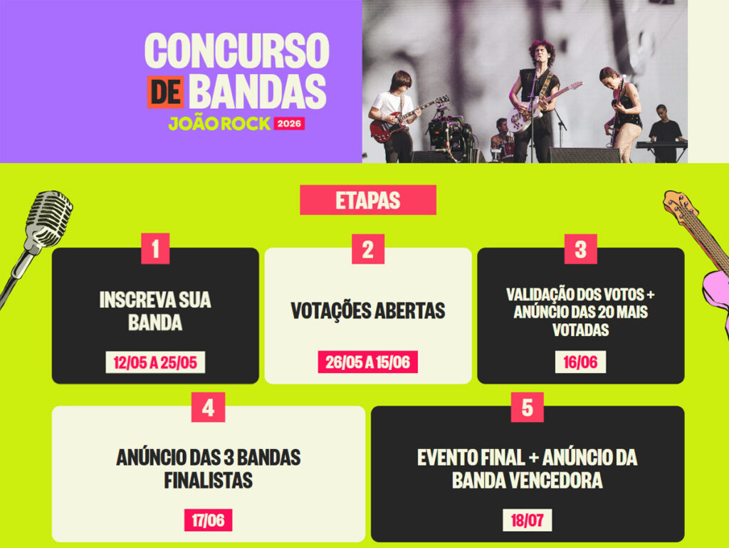 Concurso do João Rock 2026 abre inscrições e oferece vaga no line-up para banda autoral diante de 65 mil pessoas