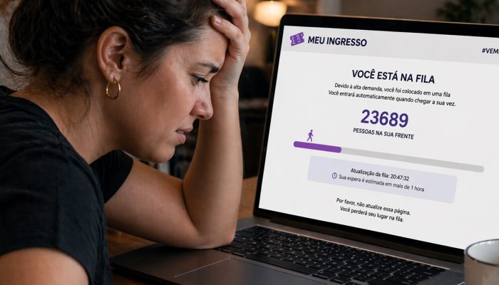 Consumidora frustrada com o processo de compra de ingresso