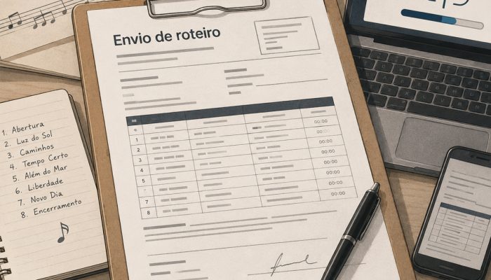 Roteiro de show para pagamento de direitos autorais