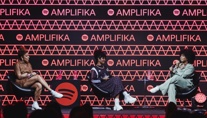 Talita Morais, Luciana Paulino e MC Luanna no Dia AMPLIFIKA, do Spotify (Crédito: Divulgação)