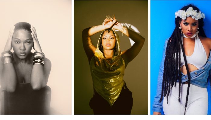 Artistas presentes no Latinidades 2025, Luedji Lina à esquerda, Duquesa no centro e Nessa Preppy à direita
