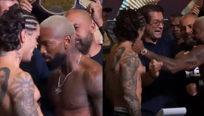 Nego do Borel acerta soco em MC Biel durante pesagem do Fight Music Show 8