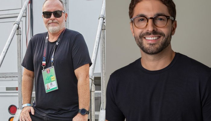 Pedro Secchin, diretor geral da transmissão do Rock in Rio, e Bernardo Leão, diretor de Marketing de Produtos Digitais Globo
