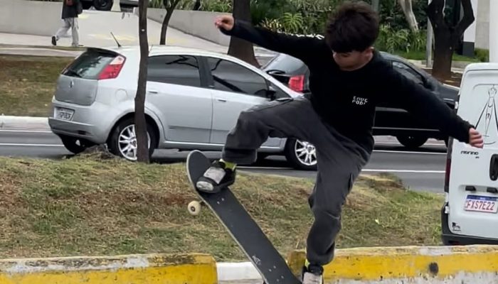 manobra pesada marca sessão de skate nas ruas de Sampa